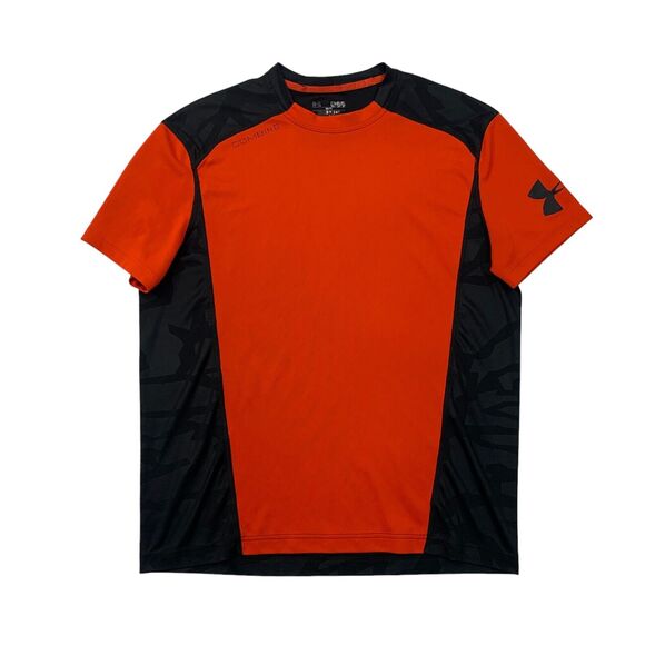 Under Armour T Shirt Mens M Medium Orange Black Combine Colorblock Short Sleeve - Picture 1 of 10